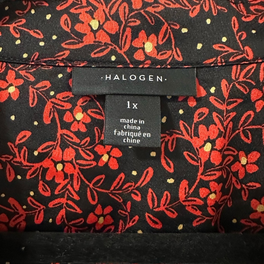 Halogen Black and Red Floral A-Line top, New, Size 1X - Picture 2 of 14